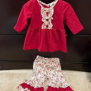 6m red top with matching ruffle bottoms
